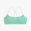 Top de bikini din seersucker cu spate încrucișat