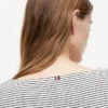 Tricou cardigan cu dungi și model pointelle Tricou cardigan cu dungi și model pointelle