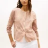 Tricou cardigan din bumbac interlock cu dungi Tricou cardigan din bumbac interlock cu dungi