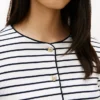 Tricou cardigan din bumbac interlock cu dungi Tricou cardigan din bumbac interlock cu dungi