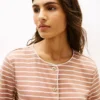 Tricou cardigan din bumbac interlock cu dungi Tricou cardigan din bumbac interlock cu dungi