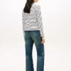 Tricou cardigan din bumbac interlock cu dungi Tricou cardigan din bumbac interlock cu dungi