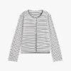 Tricou cardigan din bumbac interlock cu dungi Tricou cardigan din bumbac interlock cu dungi
