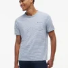 Tricou cu buzunar din amestec de in, cu dungi