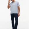 Tricou cu buzunar din amestec de in, cu dungi