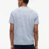 Tricou cu buzunar din amestec de in, cu dungi