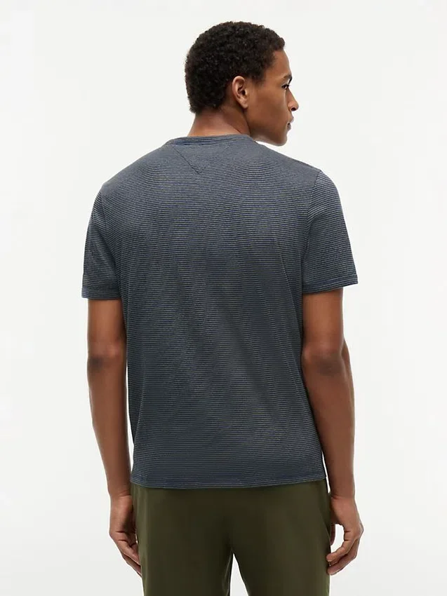 Tricou cu buzunar din amestec de in, cu dungi Tricou cu buzunar din amestec de in, cu dungi