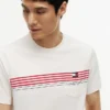 Tricou cu buzunar și dungi pe piept Tricou cu buzunar și dungi pe piept
