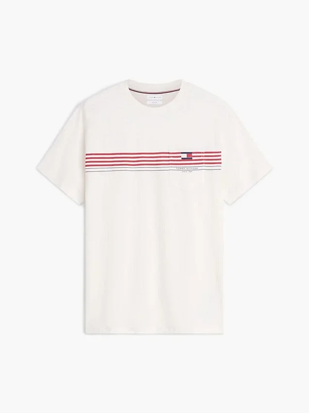 Tricou cu buzunar și dungi pe piept Tricou cu buzunar și dungi pe piept