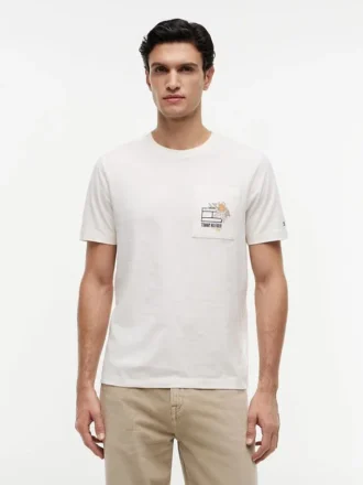 Tricou cu buzunar și logo floral