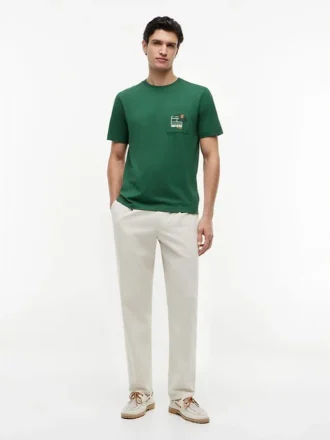Tricou cu buzunar și logo floral