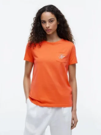 Tricou cu buzunar și monogramă brodată