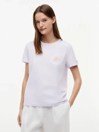 Tricou cu buzunar și monogramă brodată