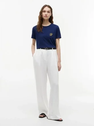 Tricou cu buzunar și monogramă brodată