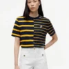 Tricou cu croială lejeră și dungi mixte Tricou cu croială lejeră și dungi mixte