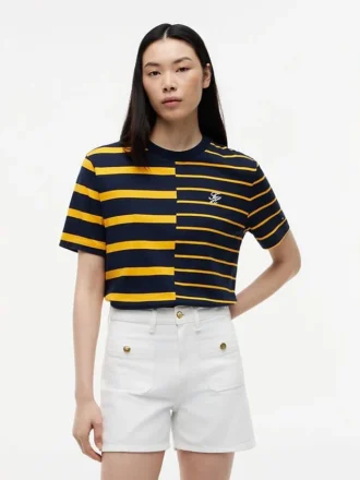 Tricou cu croială lejeră și dungi mixte