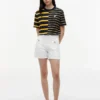 Tricou cu croială lejeră și dungi mixte Tricou cu croială lejeră și dungi mixte