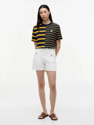 Tricou cu croială lejeră și dungi mixte
