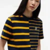 Tricou cu croială lejeră și dungi mixte Tricou cu croială lejeră și dungi mixte
