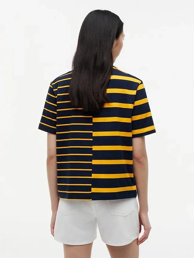 Tricou cu croială lejeră și dungi mixte Tricou cu croială lejeră și dungi mixte