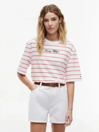 Tricou cu croială lejeră și inscripție brodată