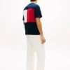 Tricou cu croială relaxată și logo cu steag pe spate Tricou cu croială relaxată și logo cu steag pe spate