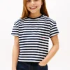 Tricou cu dungi și buzunar pentru copii Tricou cu dungi și buzunar pentru copii
