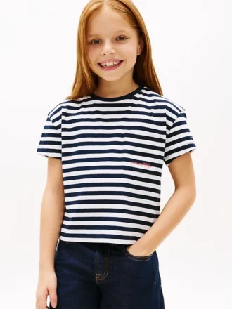Tricou cu dungi și buzunar pentru copii