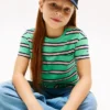 Tricou cu dungi și buzunar pentru copii Tricou cu dungi și buzunar pentru copii