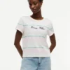 Tricou cu dungi și logo brodat Tricou cu dungi și logo brodat