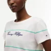 Tricou cu dungi și logo brodat Tricou cu dungi și logo brodat