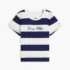Tricou cu dungi și logo brodat Tricou cu dungi și logo brodat