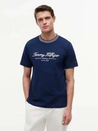 Tricou cu dungi și logo nautic