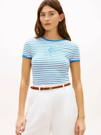 Tricou cu dungi și monogramă brodată
