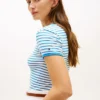 Tricou cu dungi și monogramă brodată Tricou cu dungi și monogramă brodată