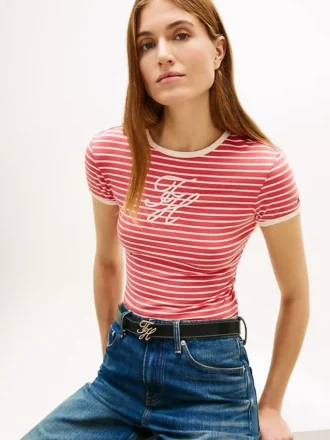 Tricou cu dungi și monogramă brodată