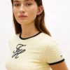 Tricou cu dungi și monogramă brodată Tricou cu dungi și monogramă brodată