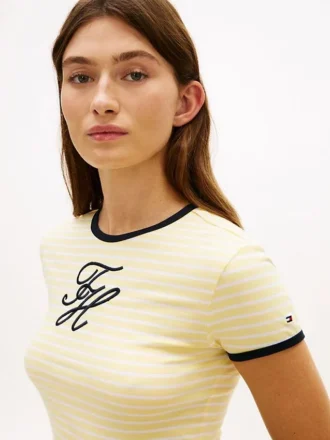 Tricou cu dungi și monogramă brodată