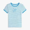 Tricou cu dungi și monogramă brodată Tricou cu dungi și monogramă brodată
