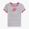 Tricou cu dungi și monogramă brodată Tricou cu dungi și monogramă brodată