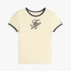 Tricou cu dungi și monogramă brodată Tricou cu dungi și monogramă brodată