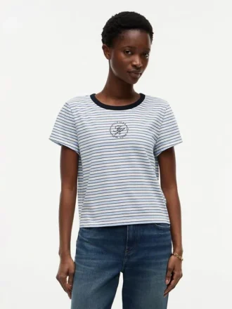 Tricou cu dungi și monogramă în stil nautic