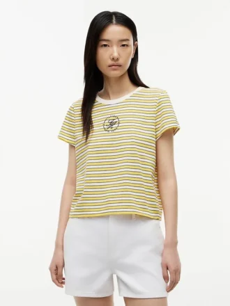 Tricou cu dungi și monogramă în stil nautic