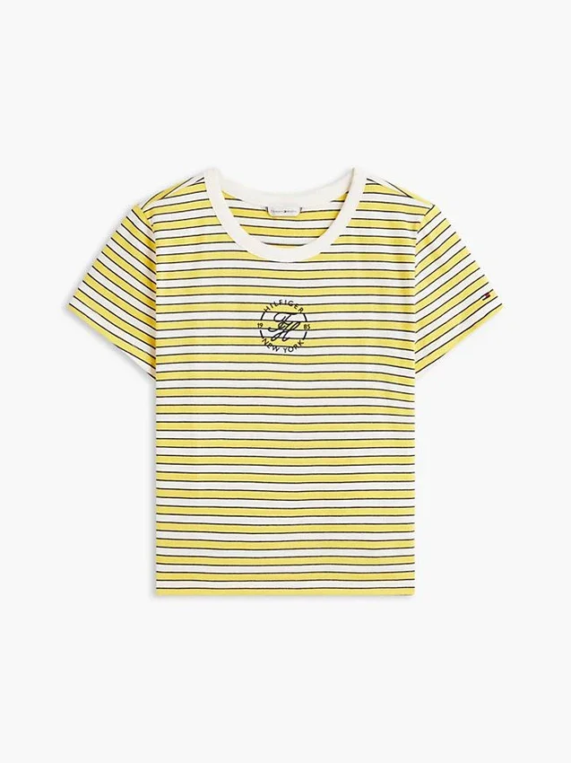 Tricou cu dungi și monogramă în stil nautic Tricou cu dungi și monogramă în stil nautic