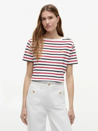 Tricou cu dungi și nasturi aurii