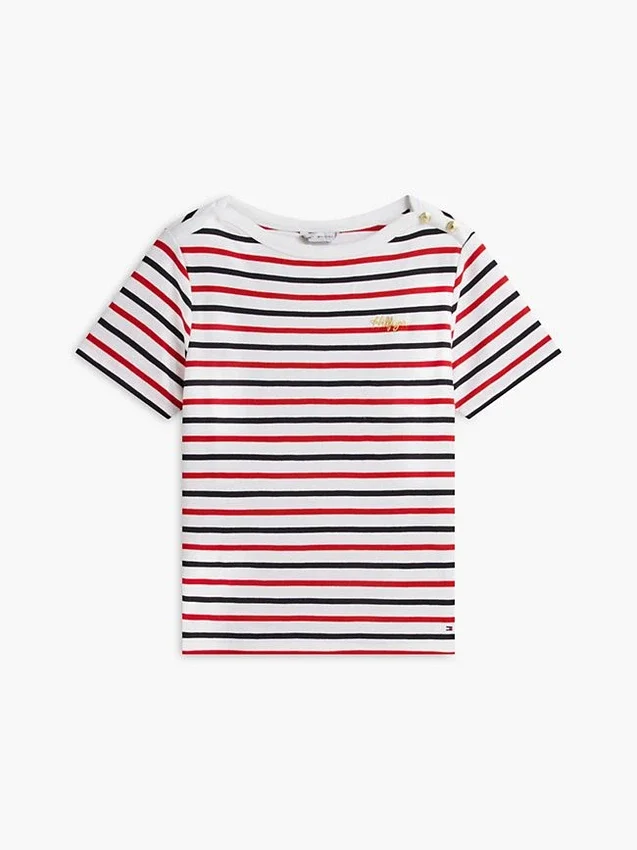 Tricou cu dungi și nasturi aurii Tricou cu dungi și nasturi aurii