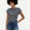 Tricou cu guler în formă de barcă și nasturi aurii, în stil nautic Tricou cu guler în formă de barcă și nasturi aurii, în stil nautic
