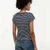 Tricou cu guler în formă de barcă și nasturi aurii, în stil nautic Tricou cu guler în formă de barcă și nasturi aurii, în stil nautic