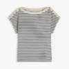 Tricou cu guler în formă de barcă și nasturi aurii, în stil nautic Tricou cu guler în formă de barcă și nasturi aurii, în stil nautic