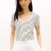 Tricou cu guler rotund din amestec de in Tricou cu guler rotund din amestec de in